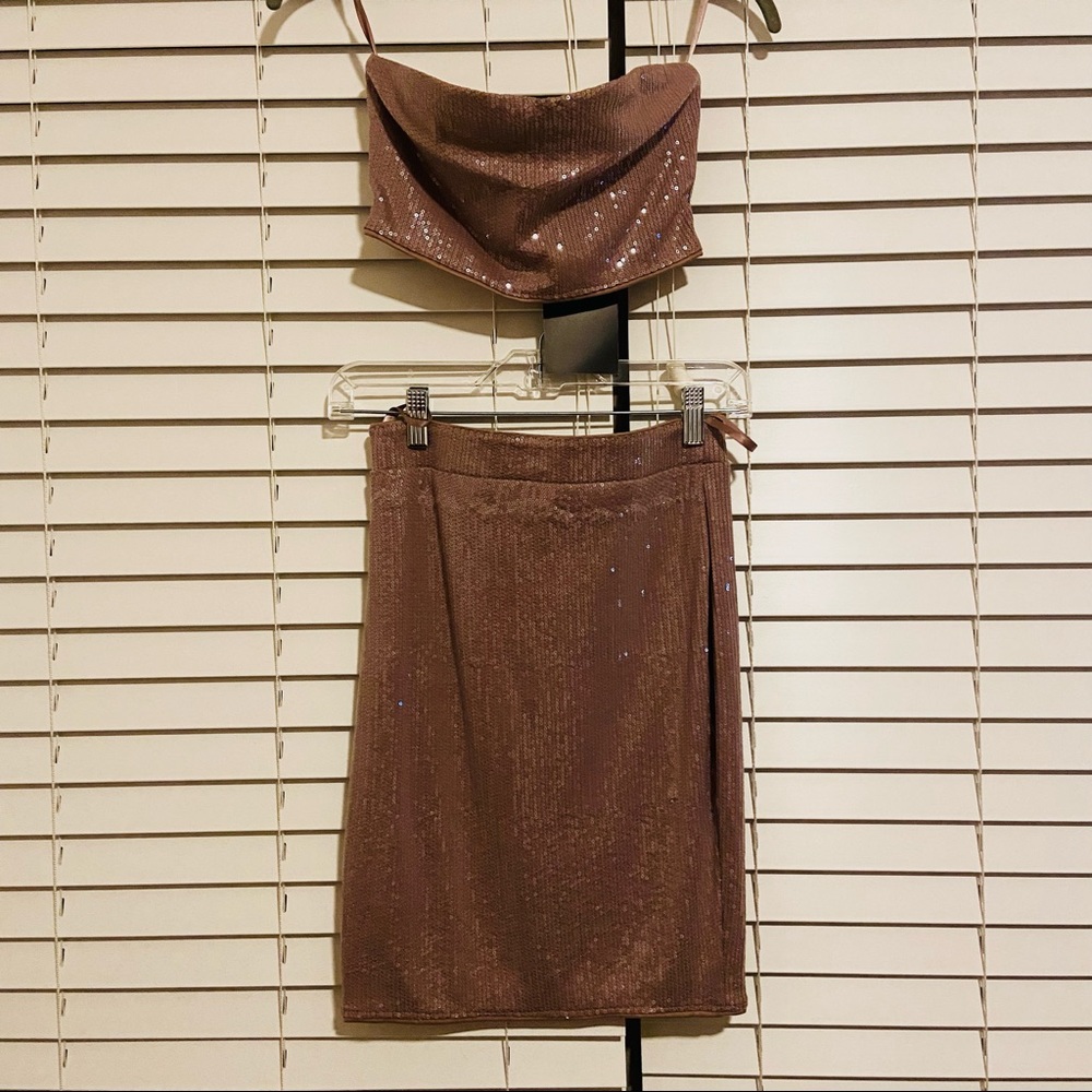 F21 | Sequin Bandeau/Skirt Set